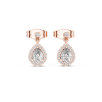 Juliette Pear Shaped Lab Grown Diamond Halo Petite Drop Earrings