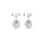 Juliette Pear Shaped Lab Grown Diamond Halo Petite Drop Earrings