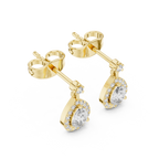 Juliette Pear Shaped Lab Grown Diamond Halo Petite Drop Earrings