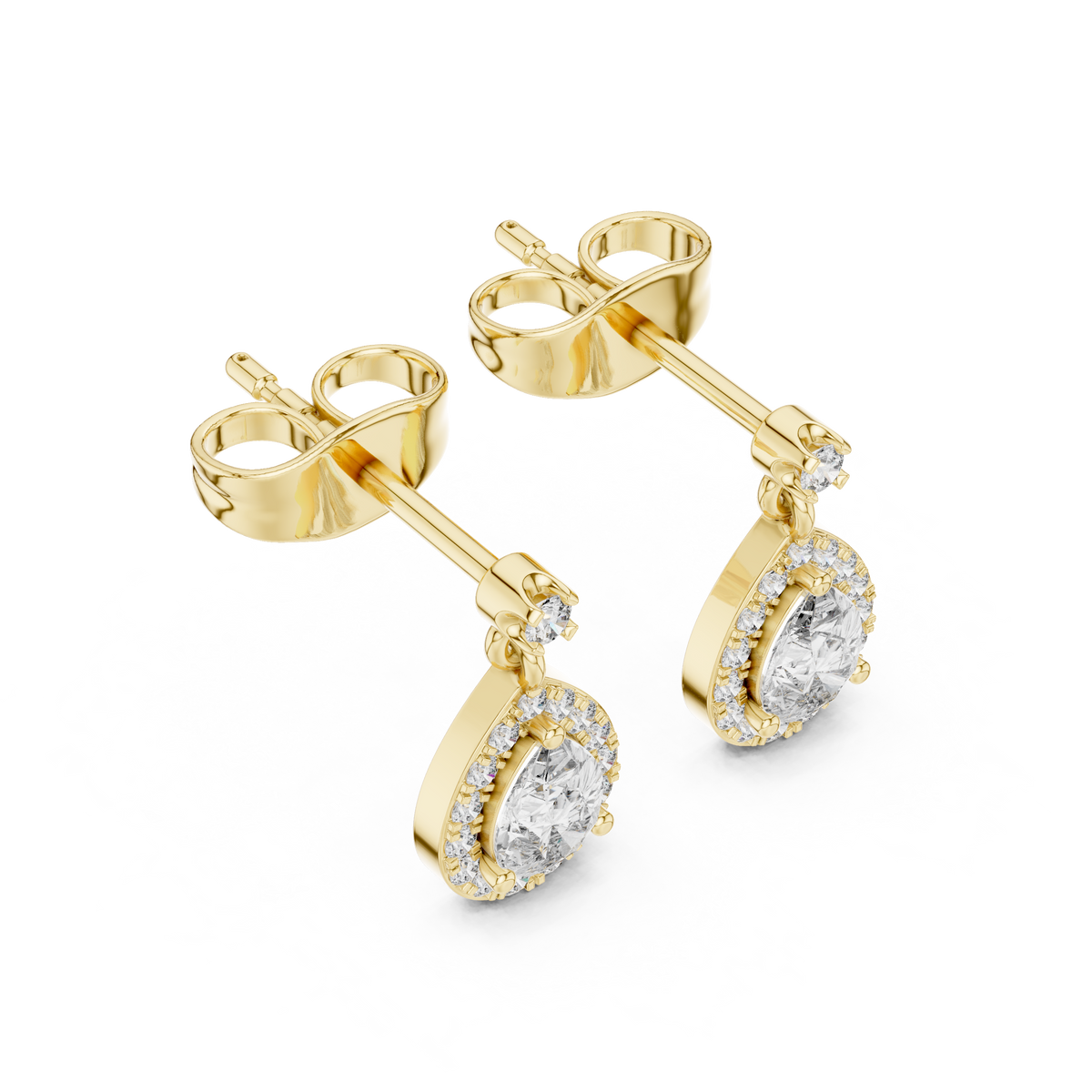 Juliette Pear Shaped Lab Grown Diamond Halo Petite Drop Earrings