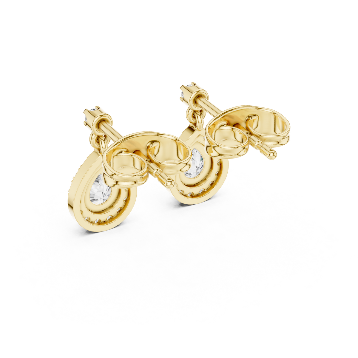 Juliette Pear Shaped Lab Grown Diamond Halo Petite Drop Earrings