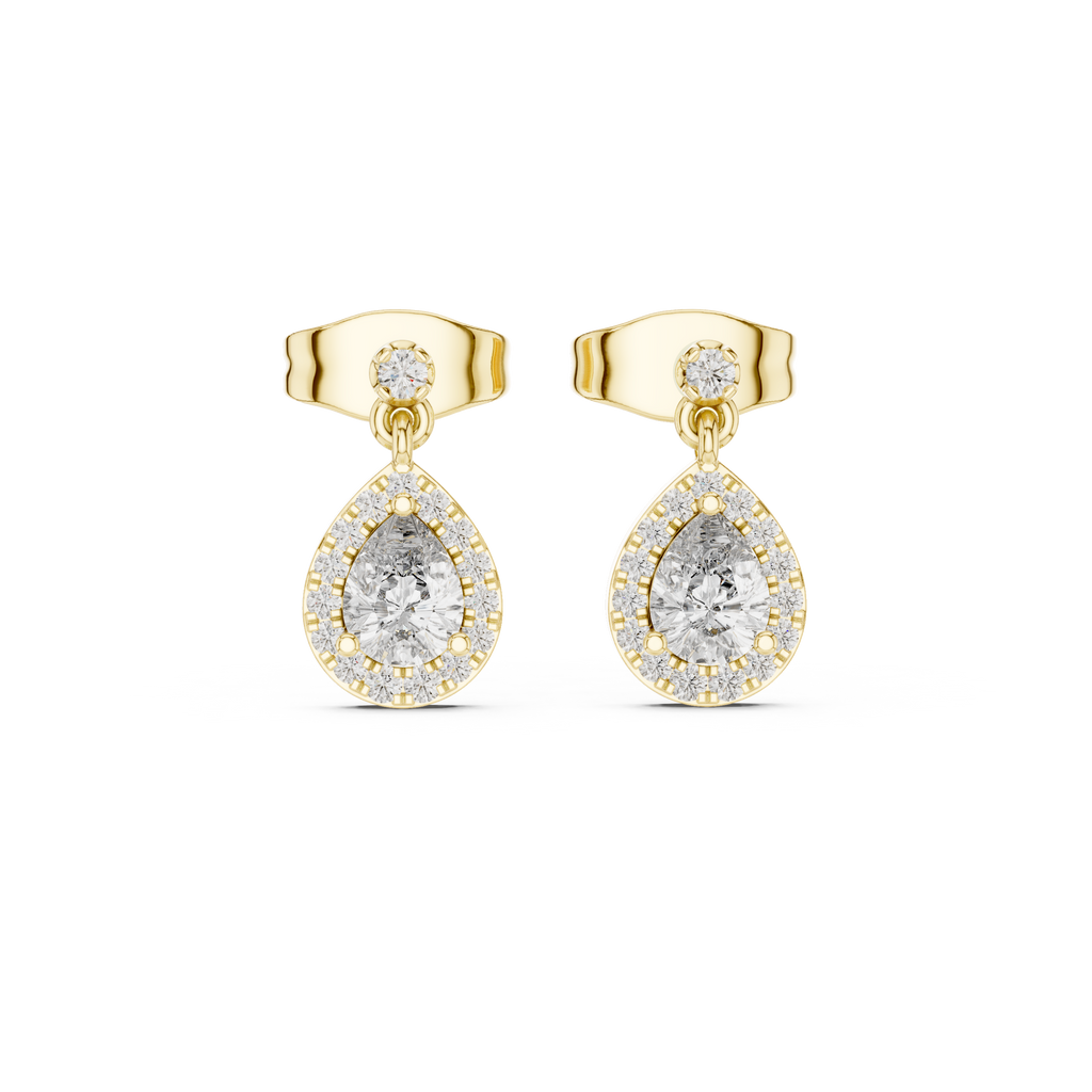 Juliette Pear Shaped Lab Grown Diamond Halo Petite Drop Earrings