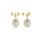 Juliette Pear Shaped Lab Grown Diamond Halo Petite Drop Earrings
