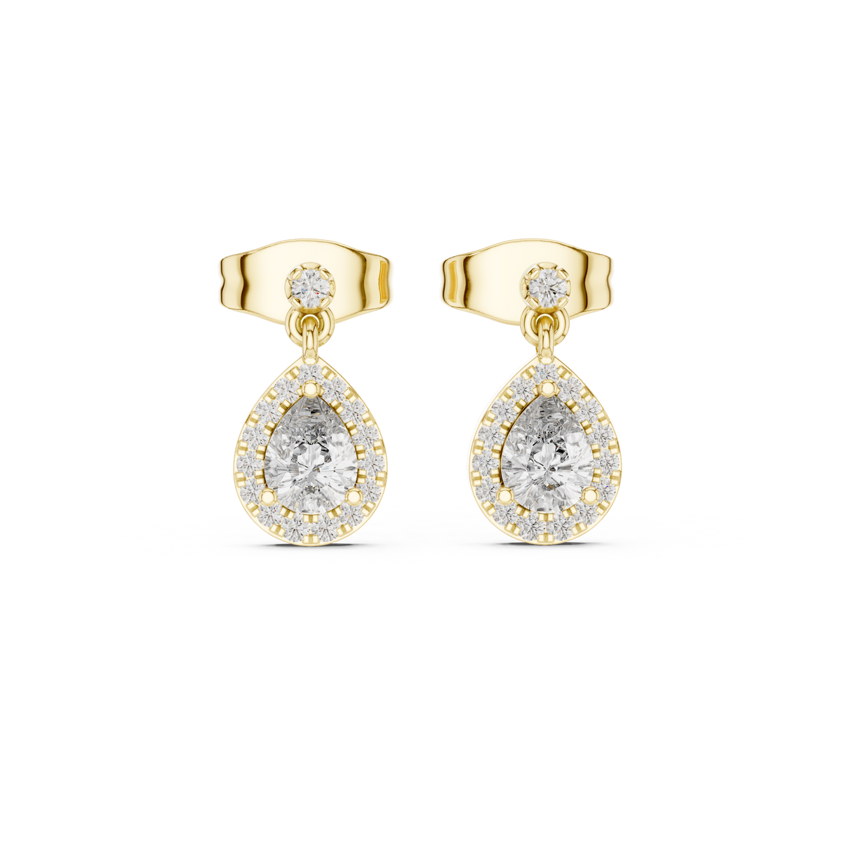 Juliette Pear Shaped Lab Grown Diamond Halo Petite Drop Earrings