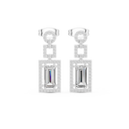 Gatsby Emerald Cut Lab Grown Diamond Art Deco Geometric Drop Earrings