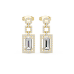 Gatsby Emerald Cut Lab Grown Diamond Art Deco Geometric Drop Earrings