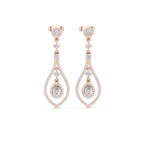 Evelyn Pear Shaped Lab Grown Diamond Long Drop Earrings with Pavé Teardrop Frame