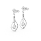 Evelyn Pear Shaped Lab Grown Diamond Long Drop Earrings with Pavé Teardrop Frame