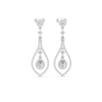 Evelyn Pear Shaped Lab Grown Diamond Long Drop Earrings with Pavé Teardrop Frame