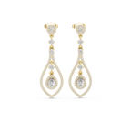 Evelyn Pear Shaped Lab Grown Diamond Long Drop Earrings with Pavé Teardrop Frame