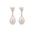 Lucinda Pear Shaped Lab Grown Diamond Double Halo Chandelier Drop Earrings