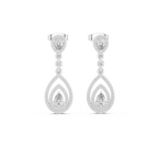 Lucinda Pear Shaped Lab Grown Diamond Double Halo Chandelier Drop Earrings