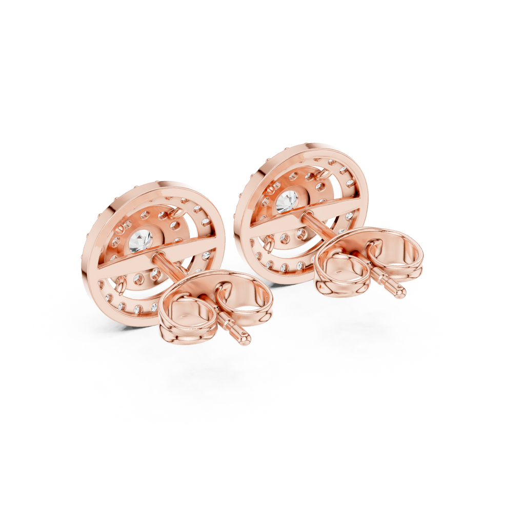Octavia Round Lab Grown Diamond Double Halo Stud Earrings