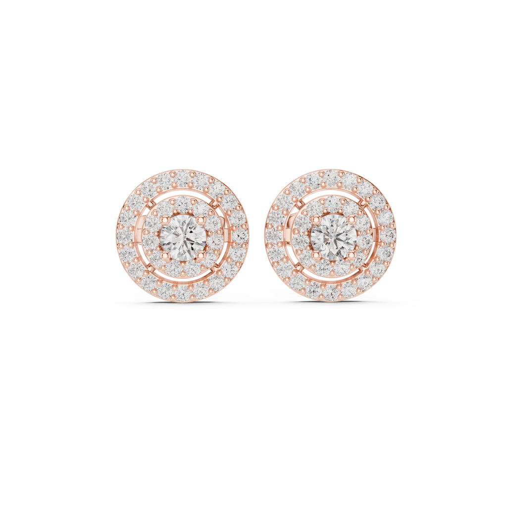 Octavia Round Lab Grown Diamond Double Halo Stud Earrings