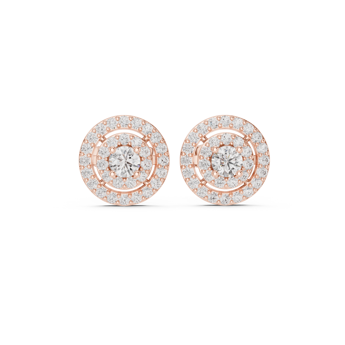 Octavia Round Lab Grown Diamond Double Halo Stud Earrings
