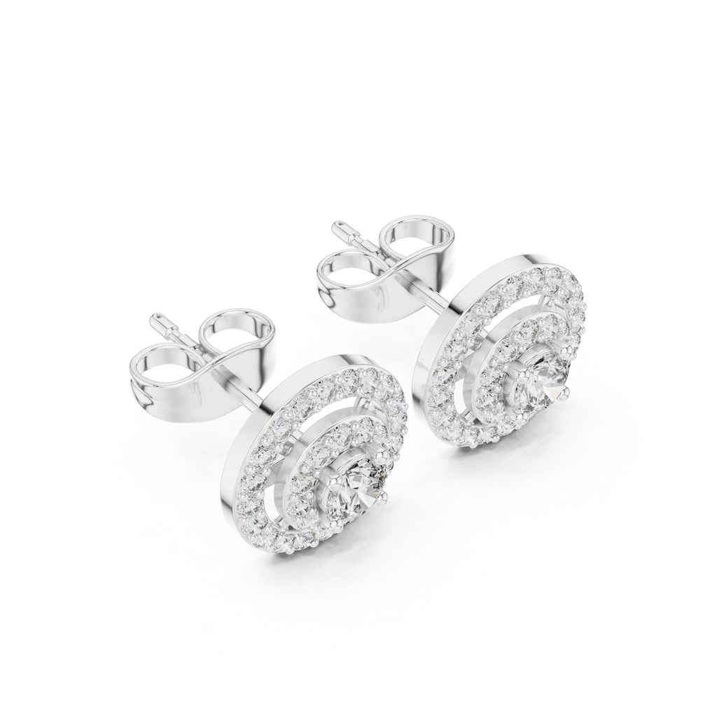 Octavia Round Lab Grown Diamond Double Halo Stud Earrings