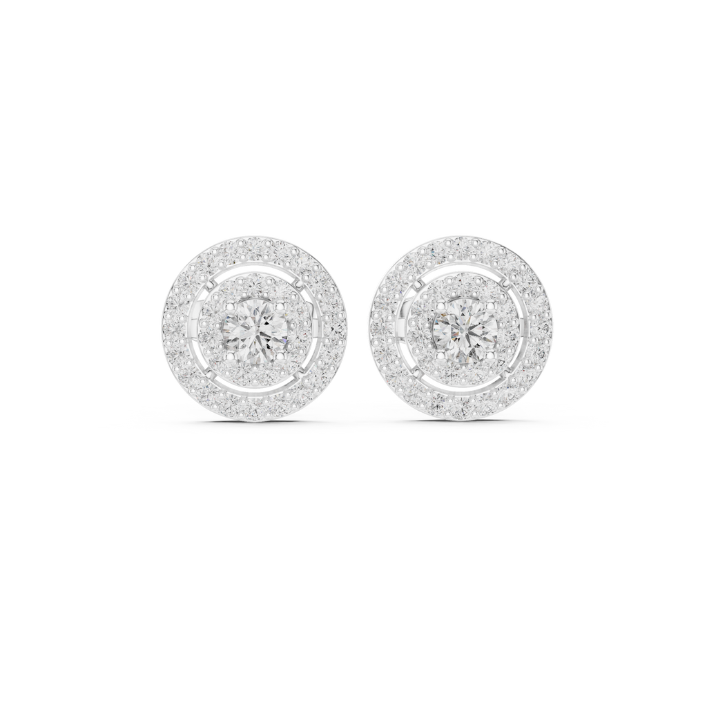 Octavia Round Lab Grown Diamond Double Halo Stud Earrings
