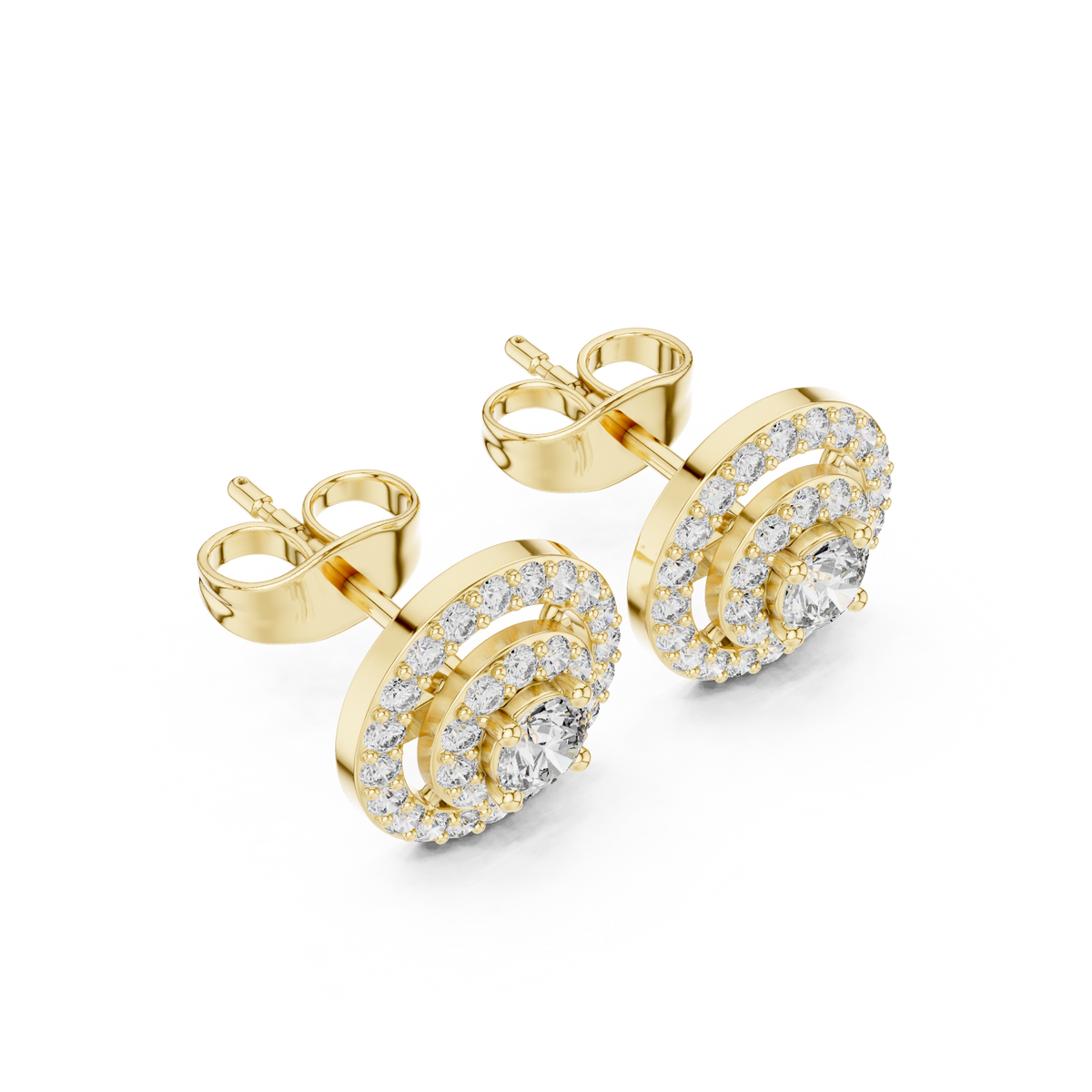 Octavia Round Lab Grown Diamond Double Halo Stud Earrings