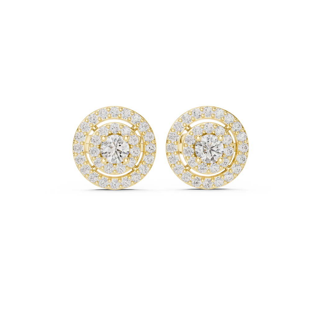 Octavia Round Lab Grown Diamond Double Halo Stud Earrings