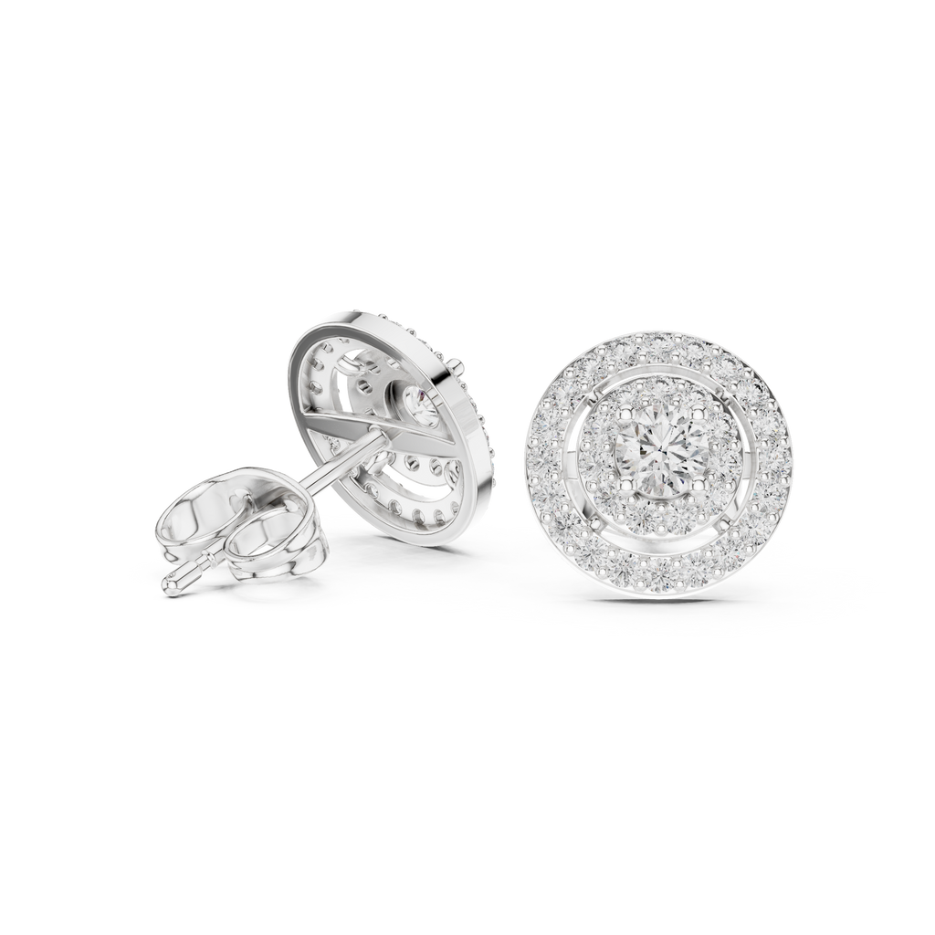 Octavia Round Lab Grown Diamond Double Halo Stud Earrings