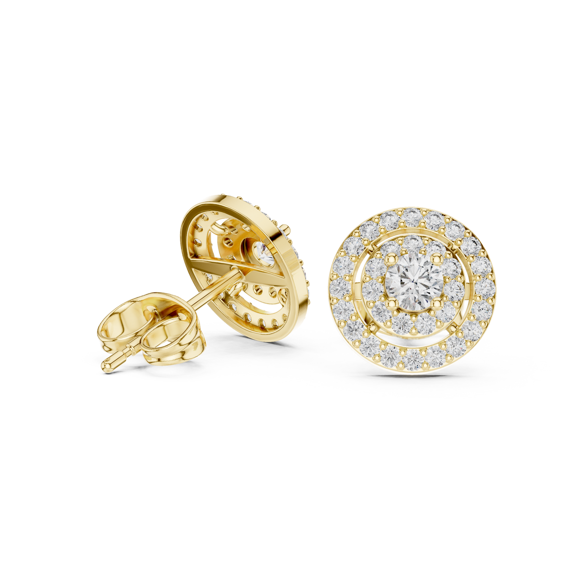 Octavia Round Lab Grown Diamond Double Halo Stud Earrings