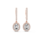 Cordelia Oval Lab Grown Diamond Halo Huggie Drop Earrings