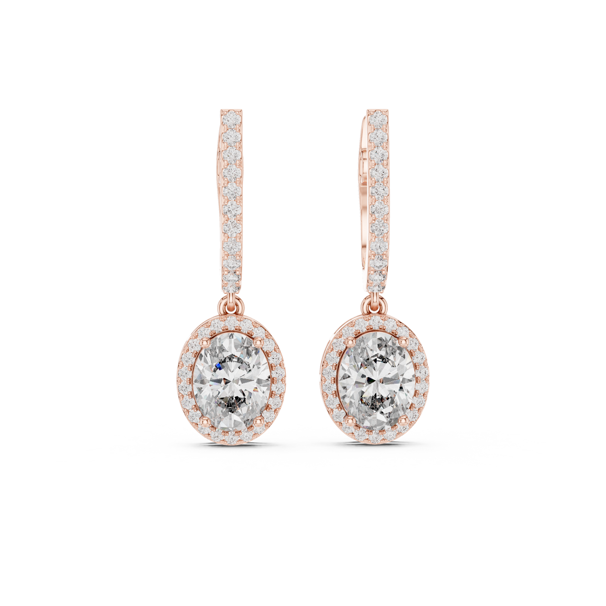 Cordelia Oval Lab Grown Diamond Halo Huggie Drop Earrings
