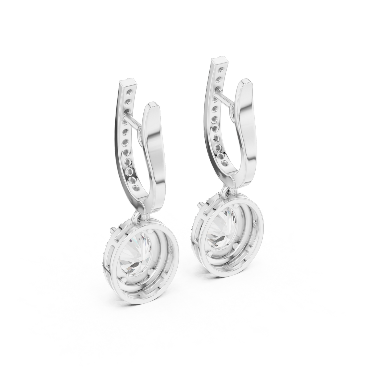 Cordelia Oval Lab Grown Diamond Halo Huggie Drop Earrings