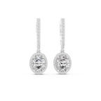 Cordelia Oval Lab Grown Diamond Halo Huggie Drop Earrings