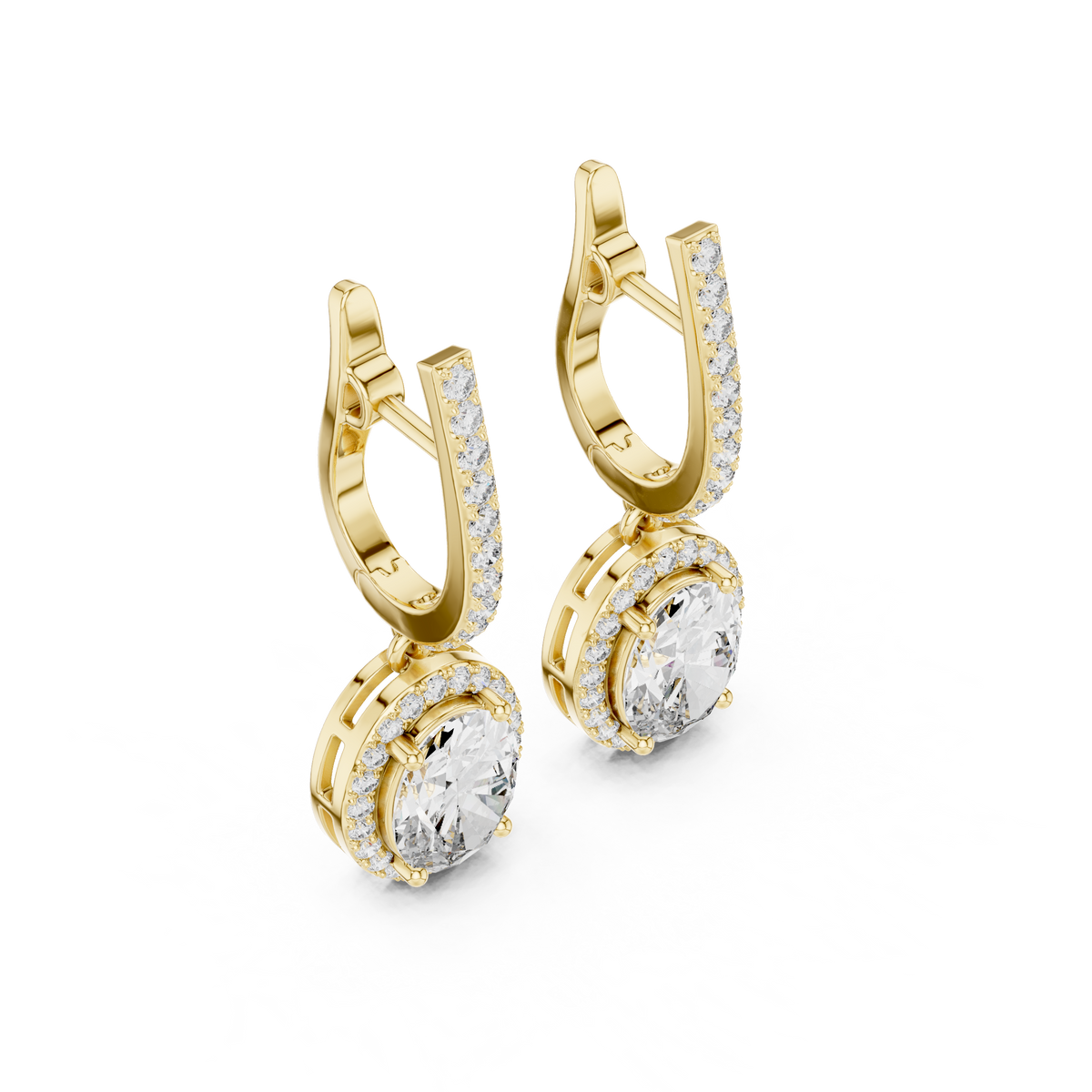 Cordelia Oval Lab Grown Diamond Halo Huggie Drop Earrings