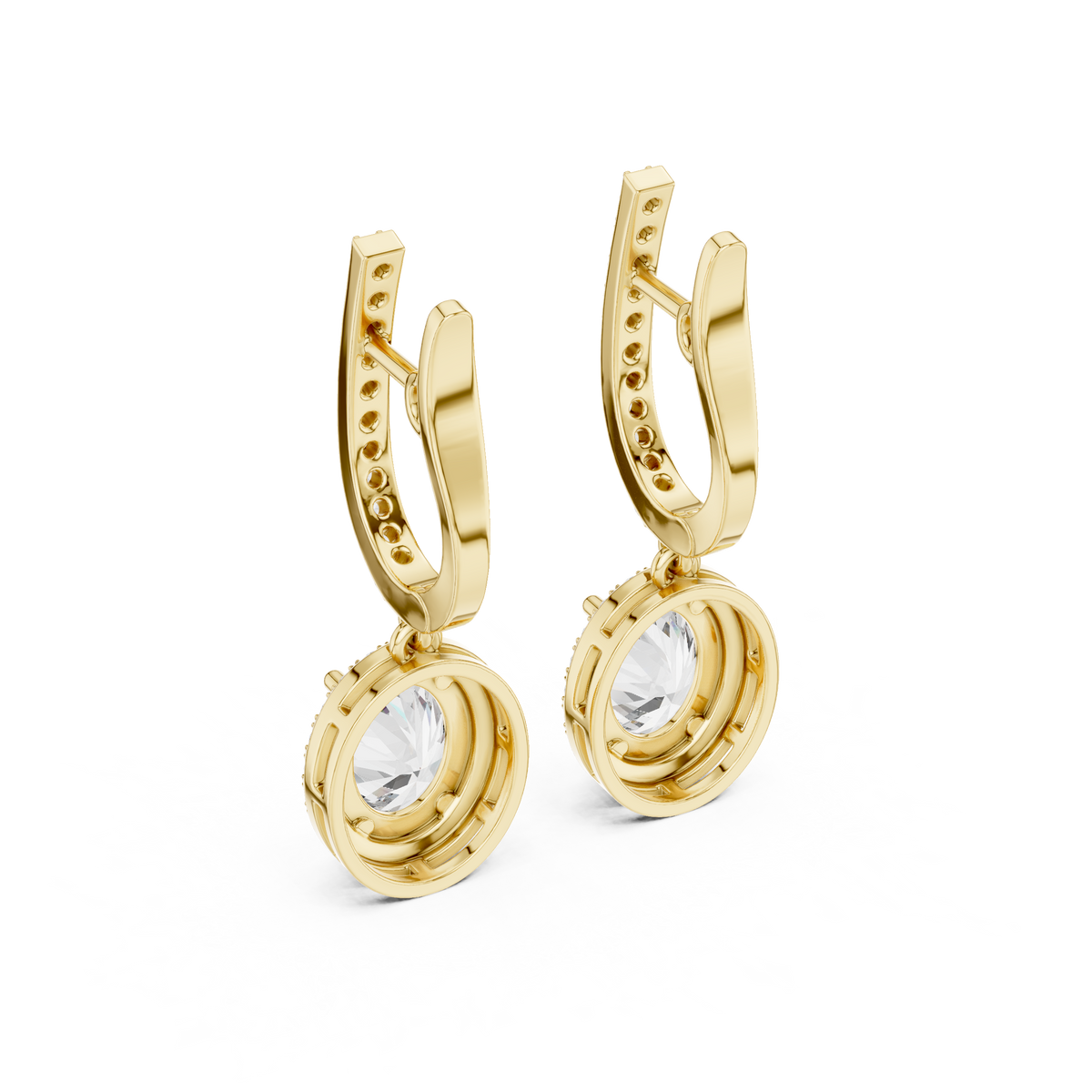 Cordelia Oval Lab Grown Diamond Halo Huggie Drop Earrings