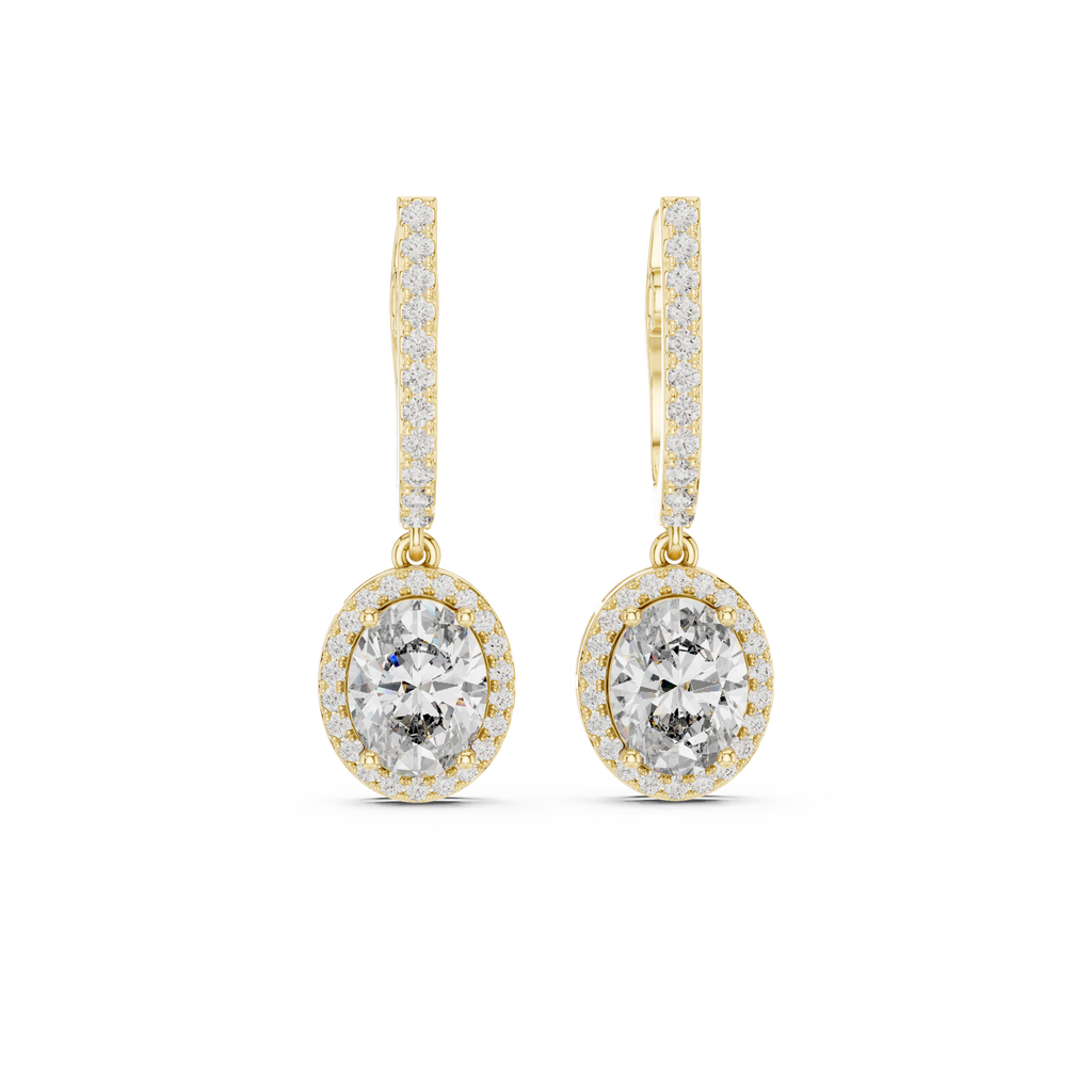 Cordelia Oval Lab Grown Diamond Halo Huggie Drop Earrings