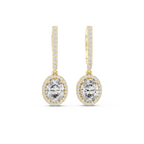Cordelia Oval Lab Grown Diamond Halo Huggie Drop Earrings