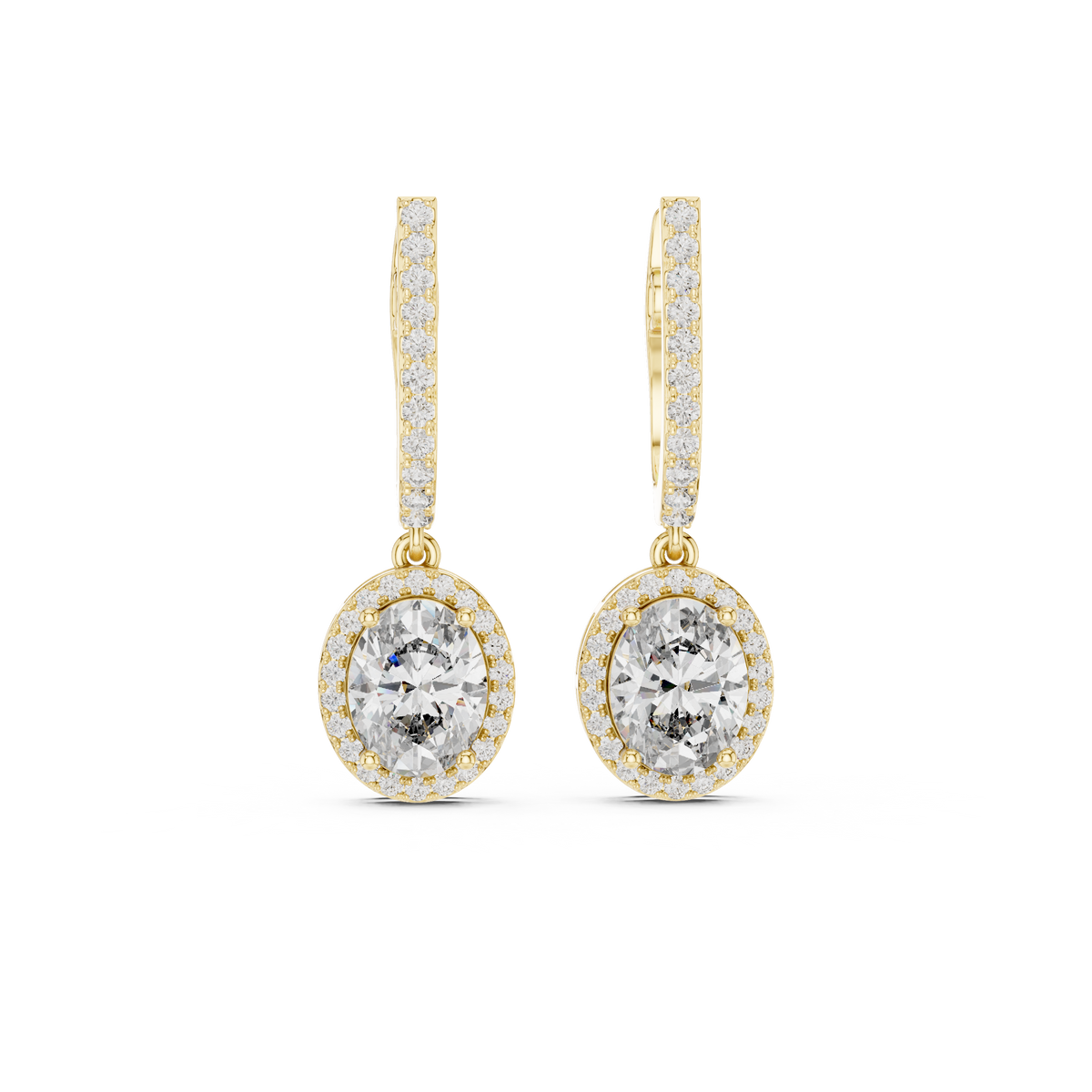 Cordelia Oval Lab Grown Diamond Halo Huggie Drop Earrings