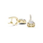 Cordelia Oval Lab Grown Diamond Halo Huggie Drop Earrings