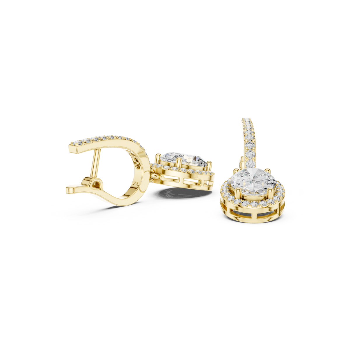 Cordelia Oval Lab Grown Diamond Halo Huggie Drop Earrings