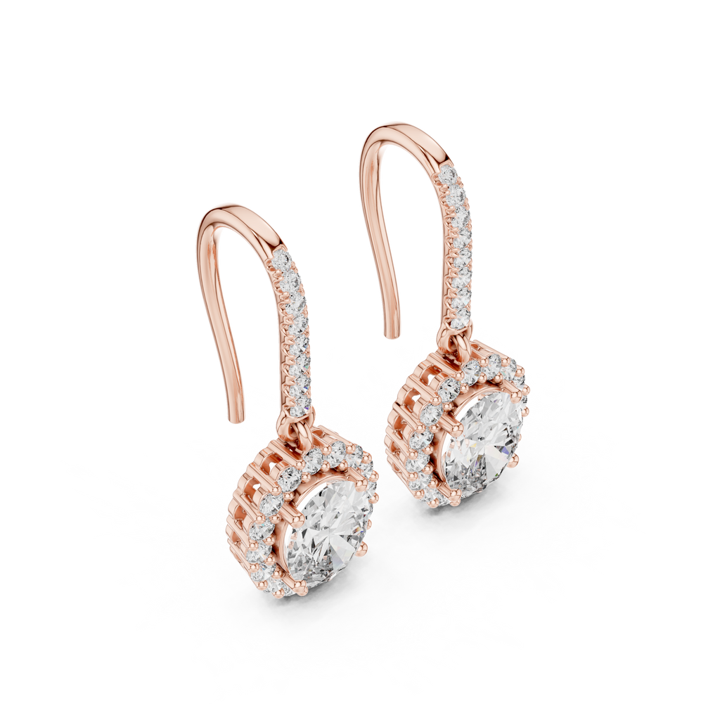 Vivienne Oval Lab Grown Diamond Halo Huggie Drop Earrings