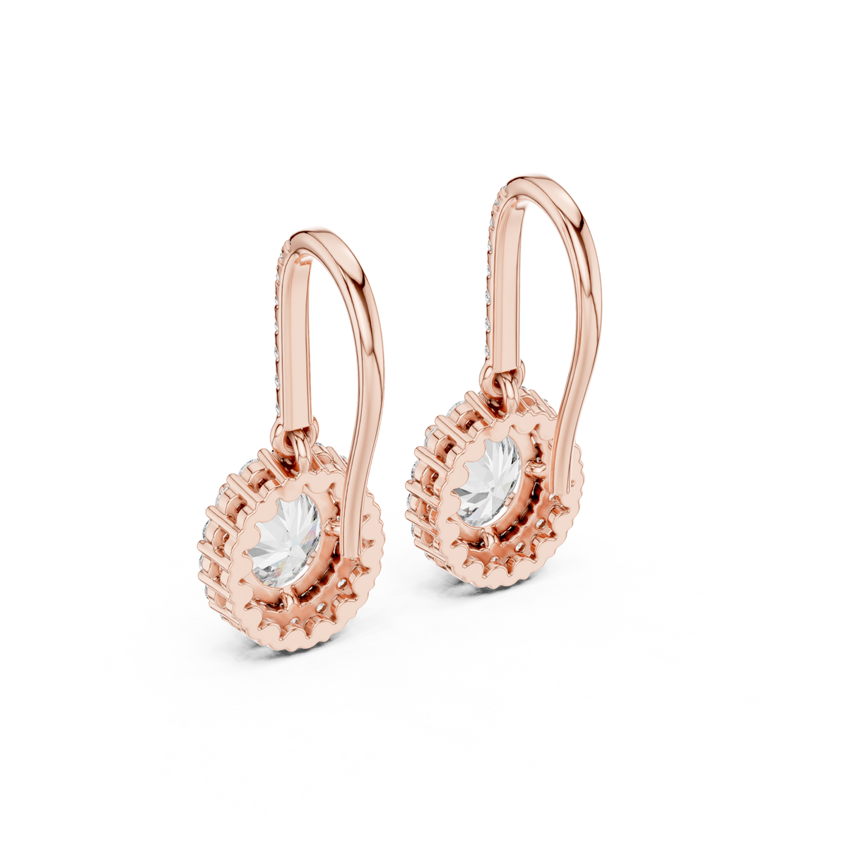 Vivienne Oval Lab Grown Diamond Halo Huggie Drop Earrings
