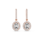 Vivienne Oval Lab Grown Diamond Halo Huggie Drop Earrings