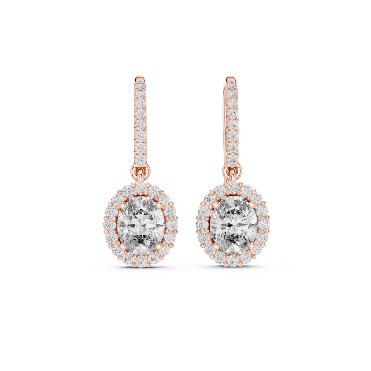 Vivienne Oval Lab Grown Diamond Halo Huggie Drop Earrings