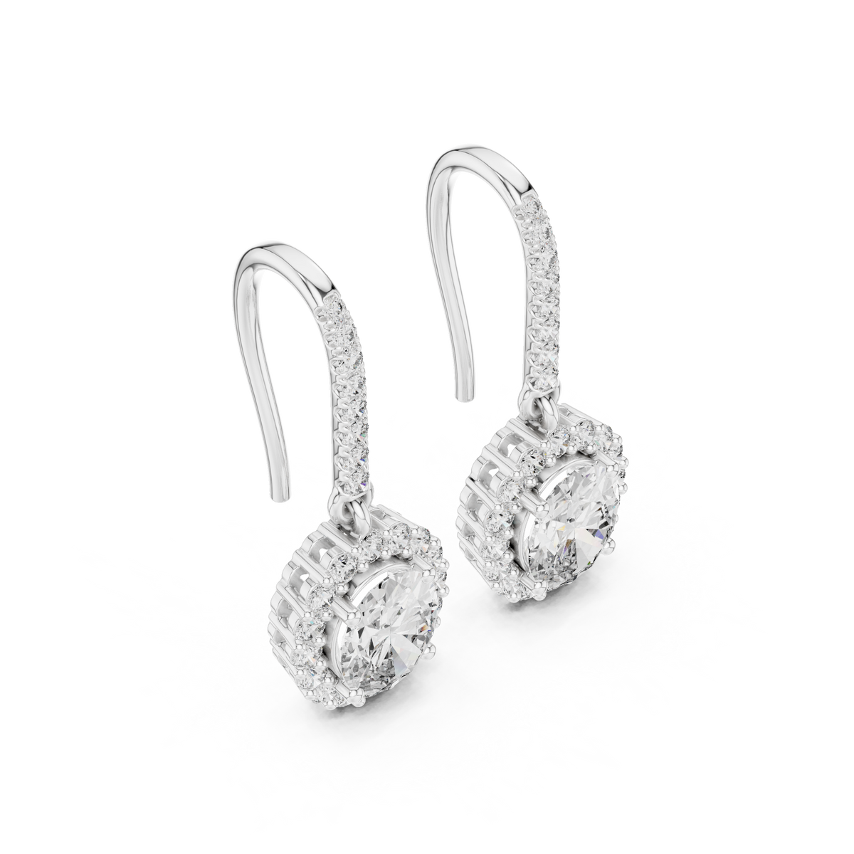 Vivienne Oval Lab Grown Diamond Halo Huggie Drop Earrings
