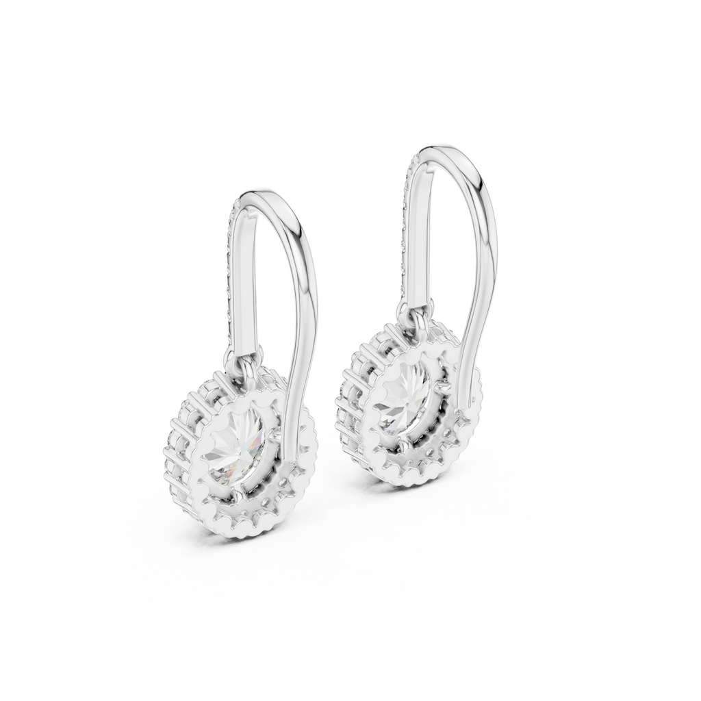 Vivienne Oval Lab Grown Diamond Halo Huggie Drop Earrings