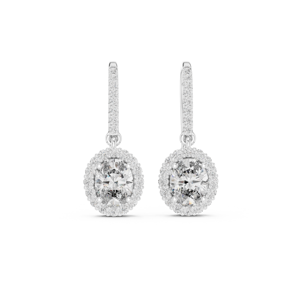 Vivienne Oval Lab Grown Diamond Halo Huggie Drop Earrings