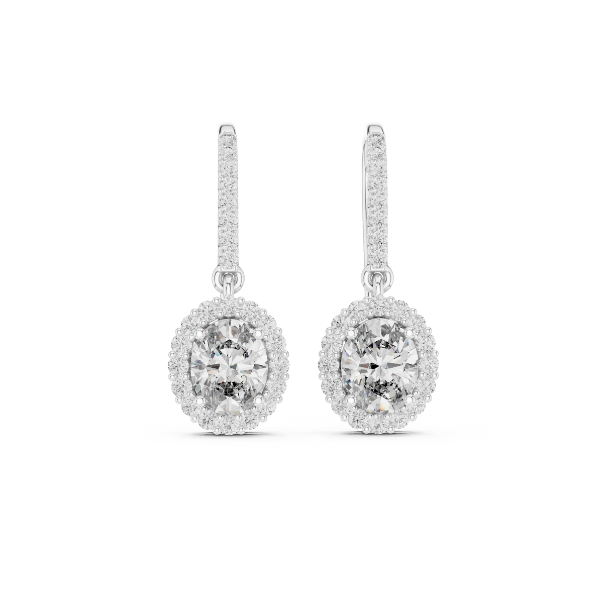 Vivienne Oval Lab Grown Diamond Halo Huggie Drop Earrings