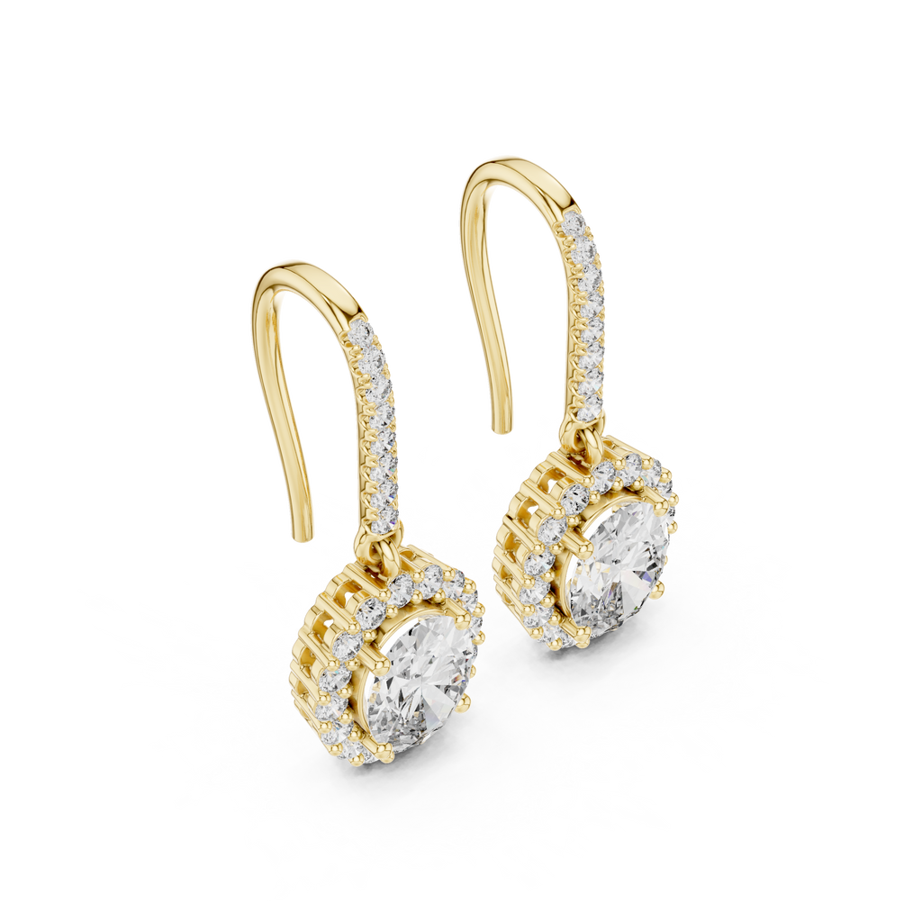 Vivienne Oval Lab Grown Diamond Halo Huggie Drop Earrings