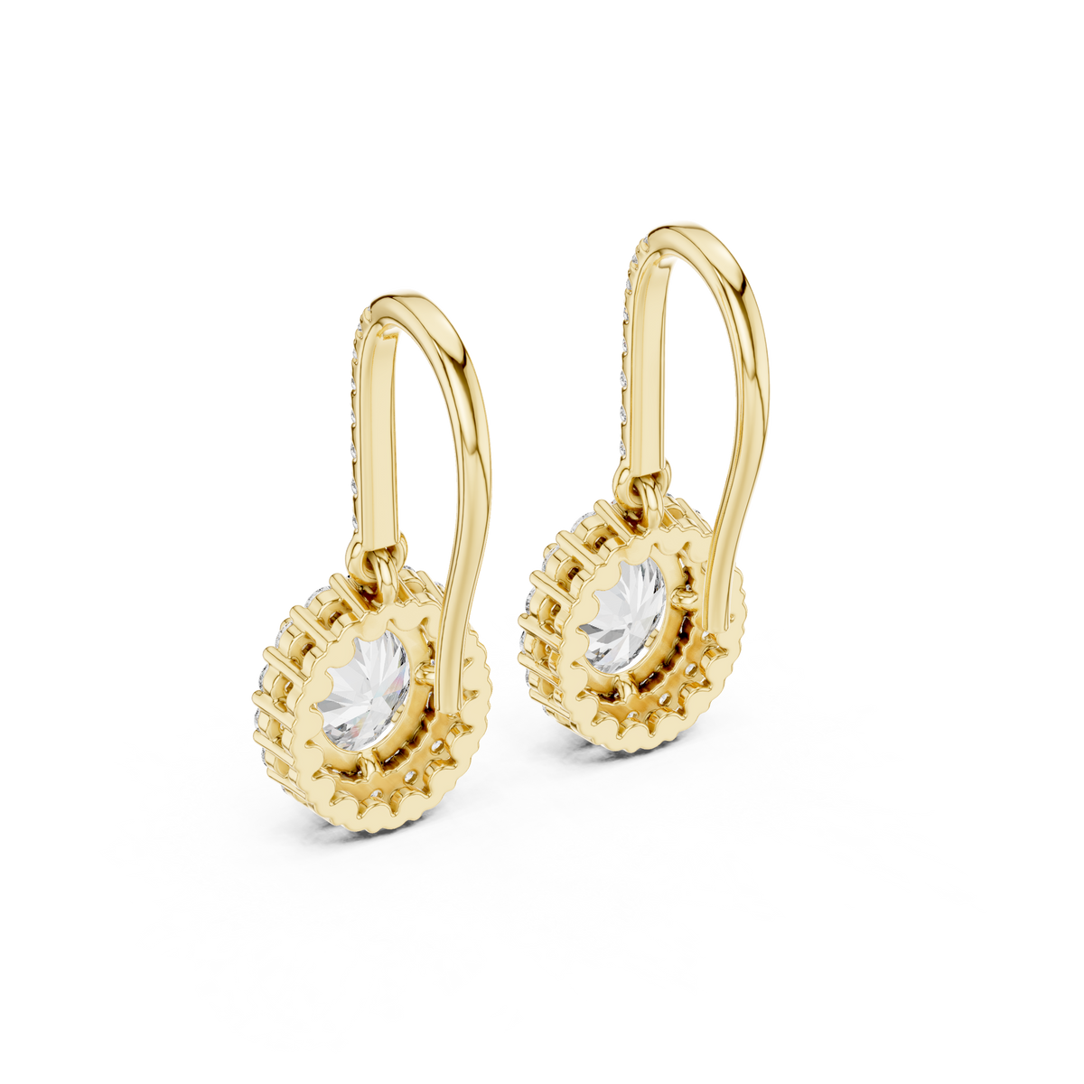 Vivienne Oval Lab Grown Diamond Halo Huggie Drop Earrings