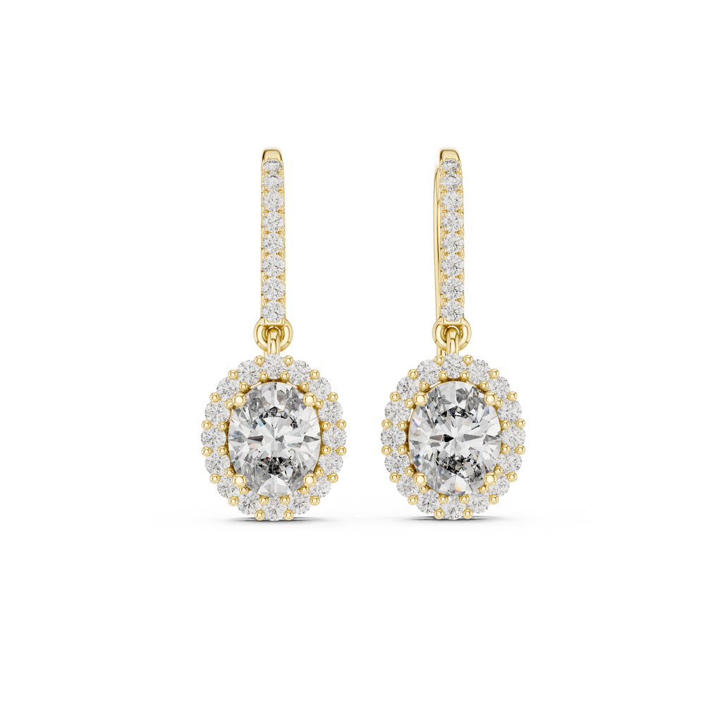 Vivienne Oval Lab Grown Diamond Halo Huggie Drop Earrings