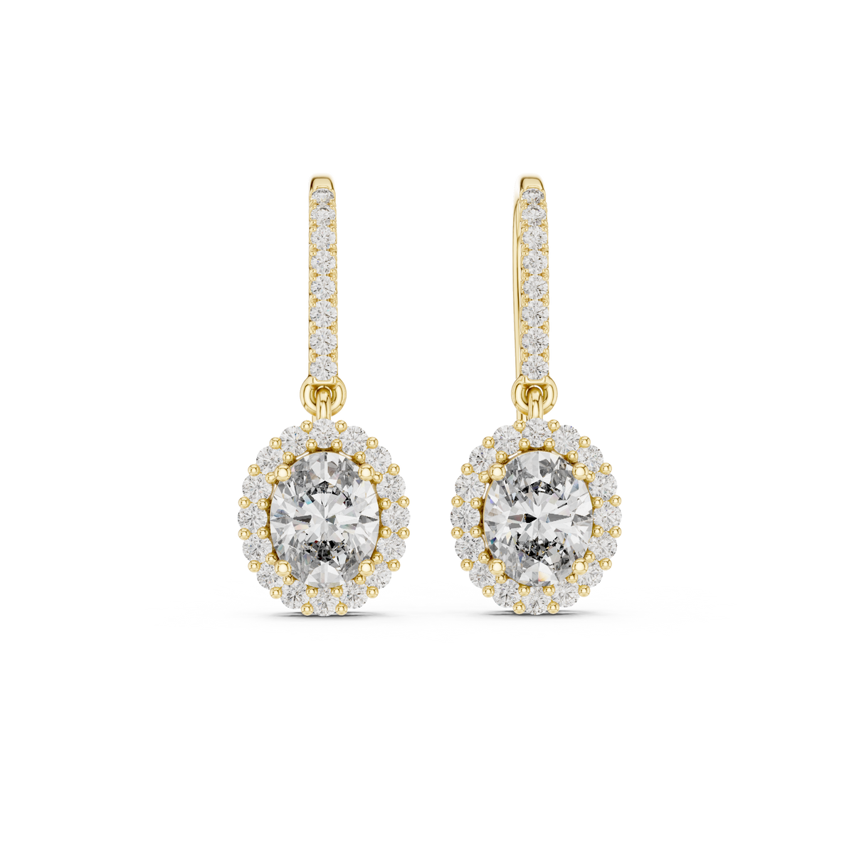 Vivienne Oval Lab Grown Diamond Halo Huggie Drop Earrings