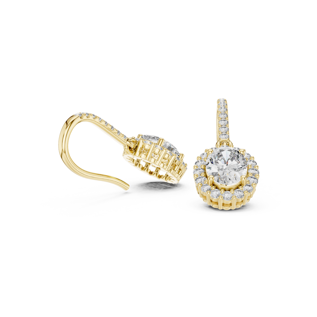 Vivienne Oval Lab Grown Diamond Halo Huggie Drop Earrings