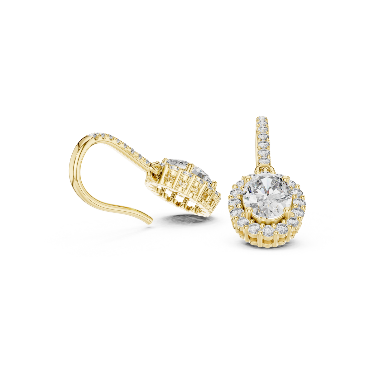 Vivienne Oval Lab Grown Diamond Halo Huggie Drop Earrings